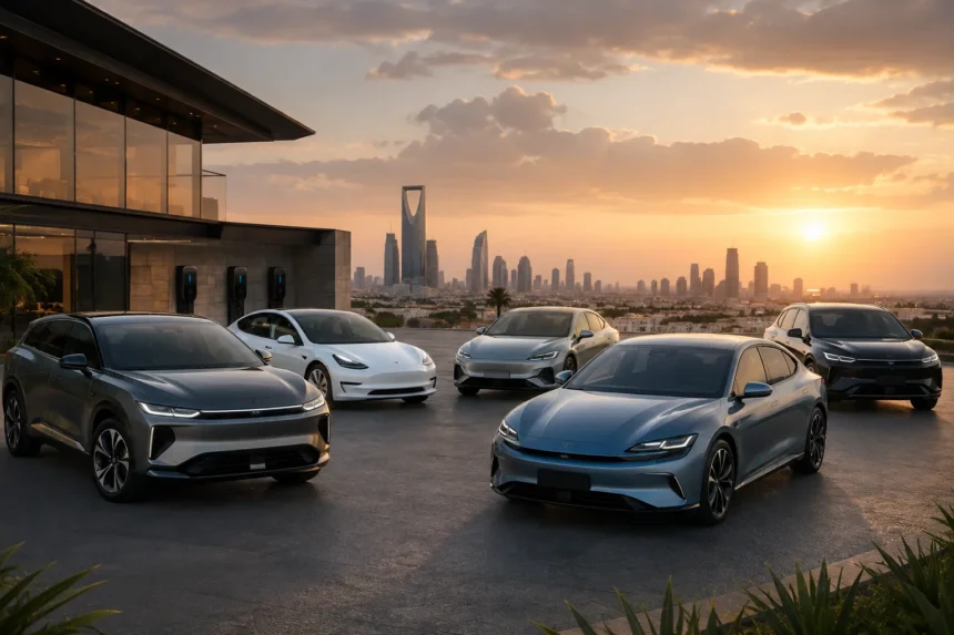 مقارنة بين أفضل السيارات الكهربائية في السعودية تضم Tesla Model 3 وTesla Model Y وBYD Seal وHyundai Ioniq 5 وLucid Air