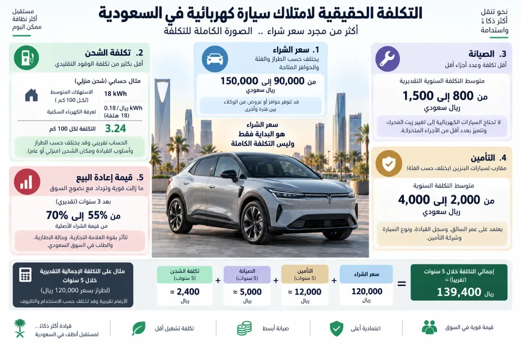 تكلفة امتلاك السيارة الكهربائية تشمل الشحن والصيانة وإعادة البيع