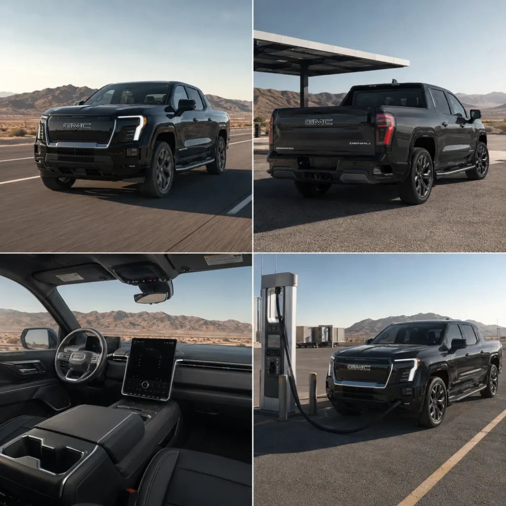 GMC Sierra EV من الخارج والمقصورة ومحطة الشحن السريع