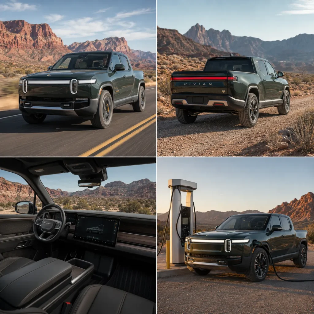 Rivian R1T من الخارج والمقصورة والشحن أثناء الرحلات الطويلة