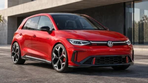 فولكس فاجن ID. Polo GTI الكهربائية من زاوية أمامية جانبية