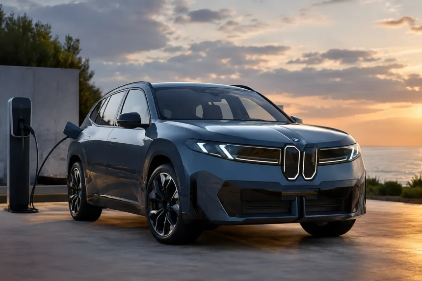 سيارة BMW iX3 الكهربائية الجديدة أثناء الشحن السريع، في مشهد يعكس نجاح السيارة في السوق الأوروبية وتصدرها فئة السيارات الكهربائية الفاخرة.
