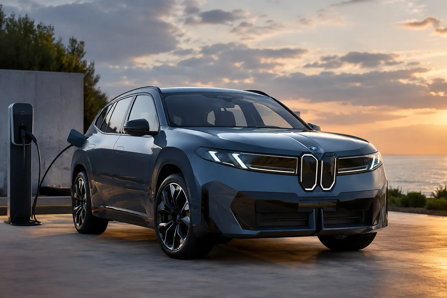 سيارة BMW iX3 الكهربائية الجديدة أثناء الشحن السريع، في مشهد يعكس نجاح السيارة في السوق الأوروبية وتصدرها فئة السيارات الكهربائية الفاخرة.