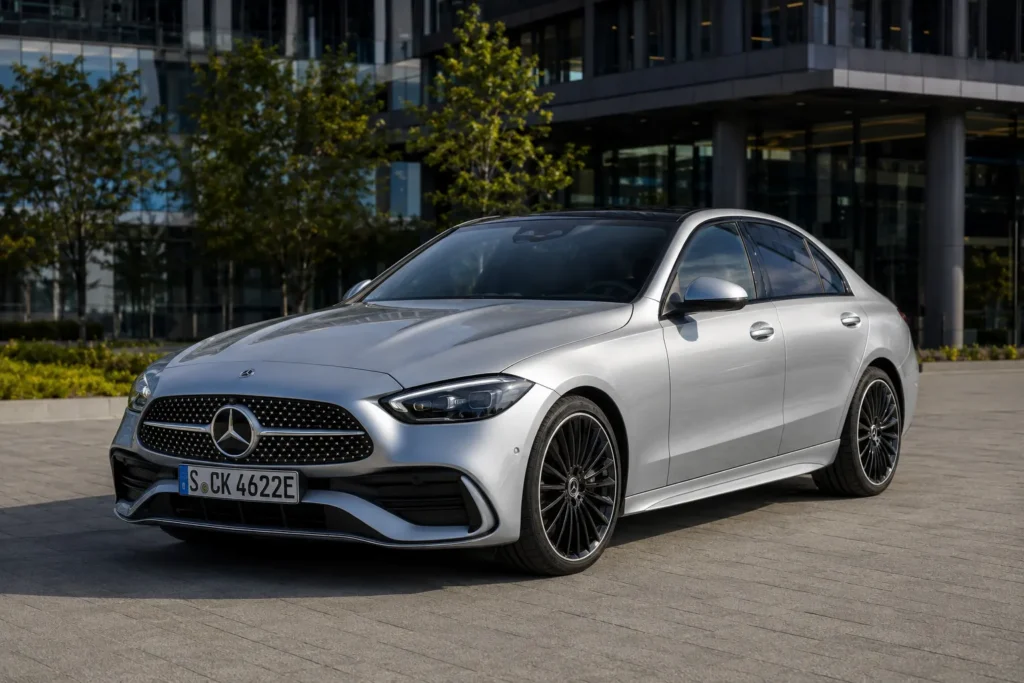 مرسيدس C-Class المحدثة بمحرك احتراق داخلي مع تصميم جديد وأنظمة تقنية محسنة.