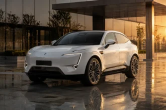سيارة Avatr 11 الجديدة بتصميم SUV كوبيه كهربائي فاخر على طريق حضري حديث