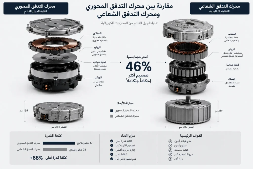 مقارنة بين مولد Axial Flux والمولد الكهربائي التقليدي في أنظمة زيادة مدى السيارات الكهربائية