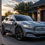 سيارة Ford Mustang Mach-E متصلة بشاحن منزلي ضمن عرض فورد للشاحن المجاني