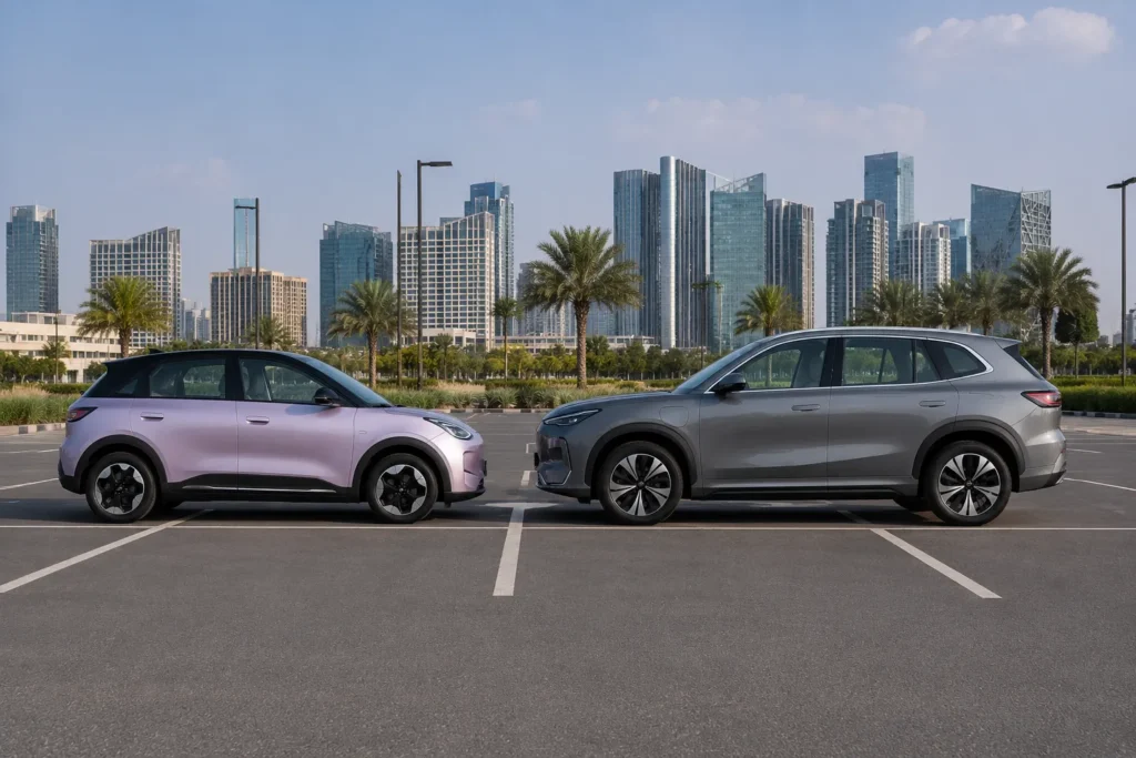 مقارنة الحجم والأبعاد بين جيلي EX2 المدمجة وEX5 SUV