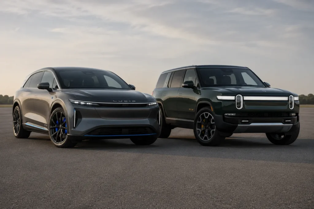 مقارنة بين لوسيد Gravity GT-S وRivian R1S Quad من حيث القوة والتسارع