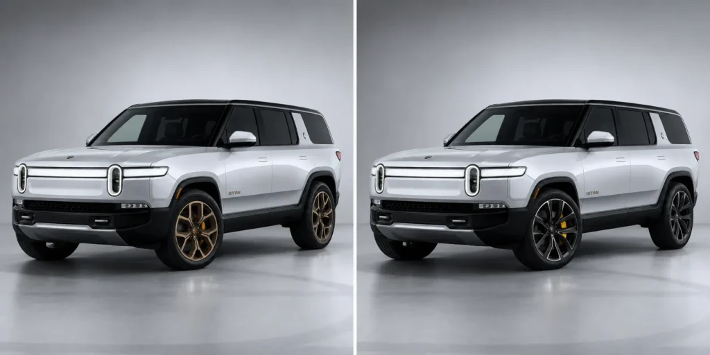 مقارنة بين عجلات Rivian R1S Quad وتأثيرها على المدى والأداء