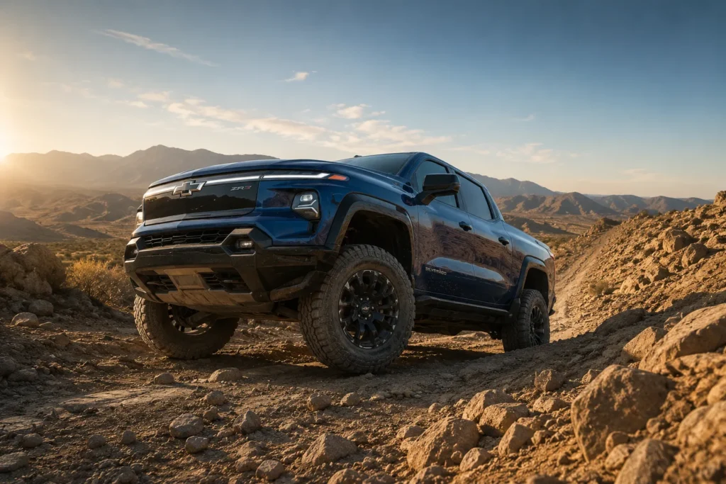 شيفروليه سيلفرادو EV Trail Boss على مسار صحراوي للطرق الوعرة