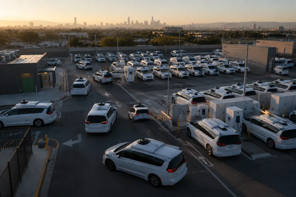 مجموعة من سيارات Waymo Ojai ضمن أسطول روبوتاكسي كهربائي