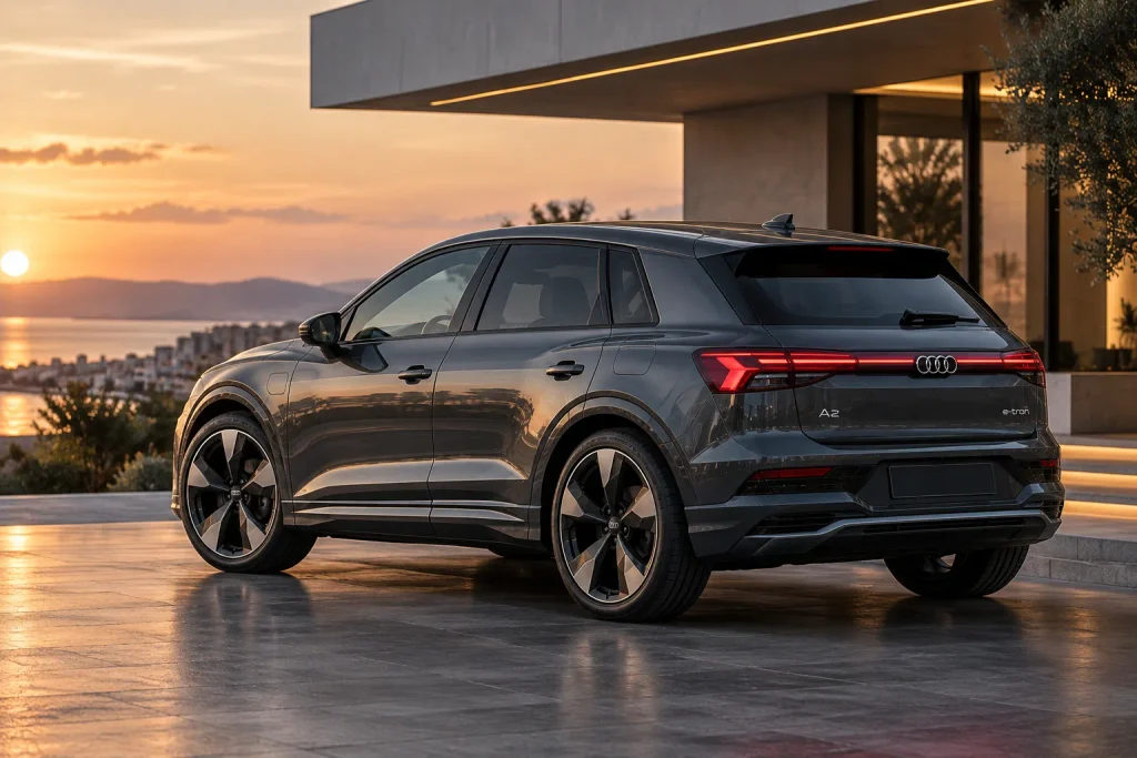 أودي A2 e-tron في لقطة خارجية تبرز تصميم السيارة الكهربائية المدمجة بطابع فاخر