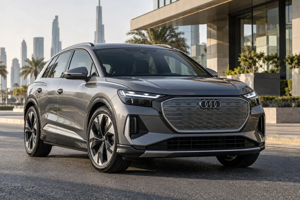 Audi Q4 e-tron الكهربائية من الأمام بزاوية جانبية