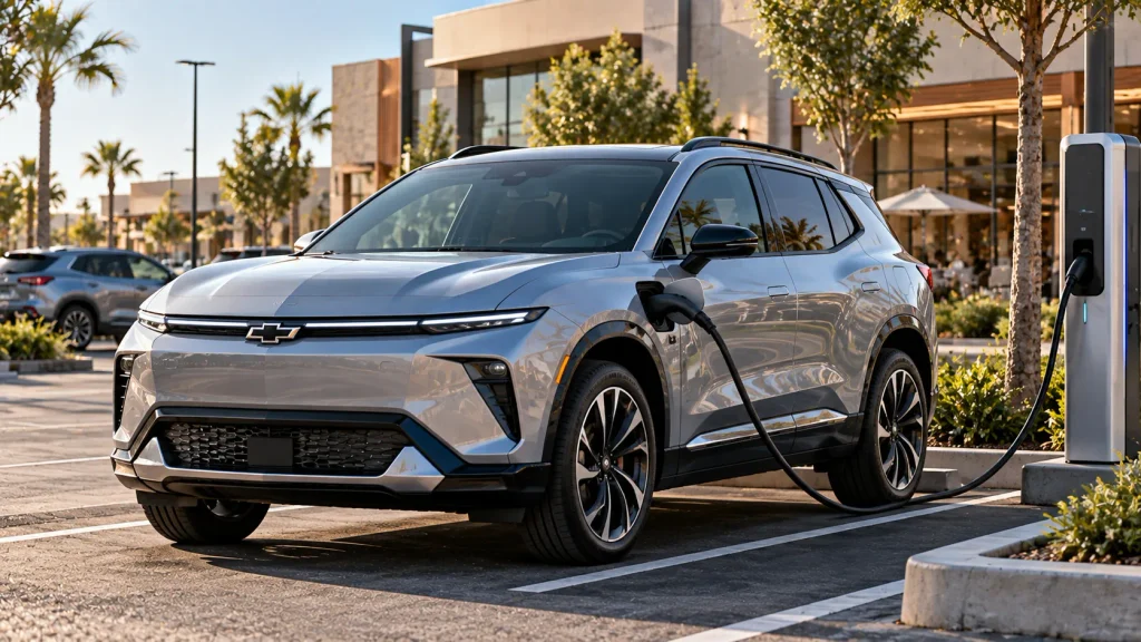 Chevrolet Equinox EV أثناء الشحن في محطة كهربائية