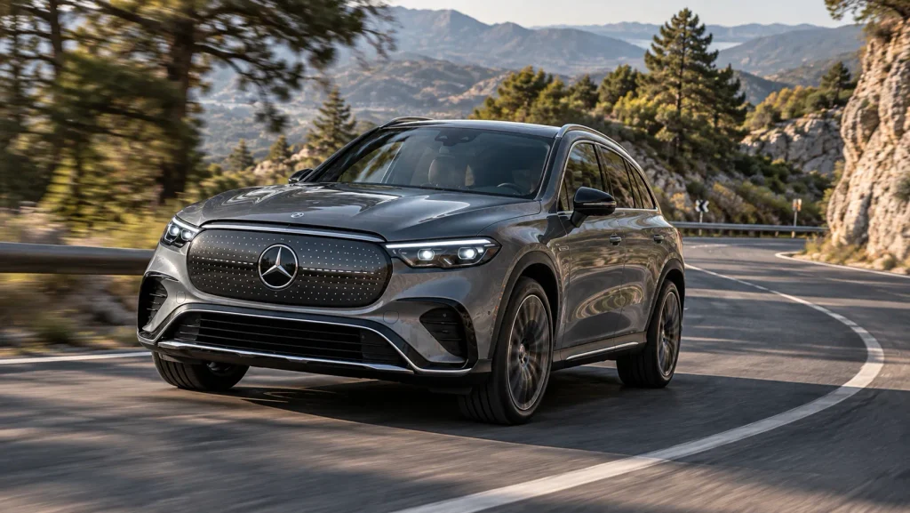 مرسيدس GLC 400 الكهربائية على طريق جبلي متعرج