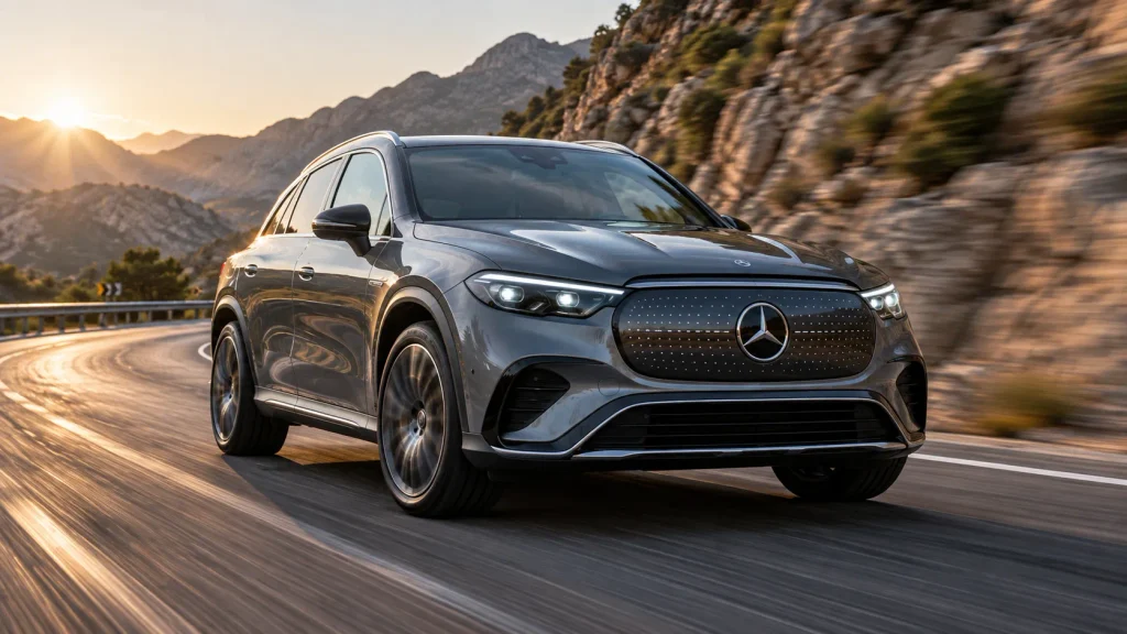 مرسيدس GLC 400 الكهربائية أثناء القيادة مع نظام الدفع الرباعي