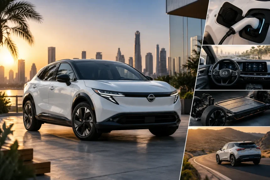 Nissan Leaf الكهربائية الجديدة في مشهد واقعي يعكس التصميم الحديث وتجربة القيادة اليومية