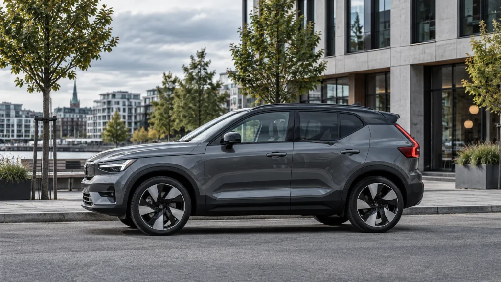 فولفو EX40 الكهربائية من الجانب مع إظهار تصميم SUV المدمجة
