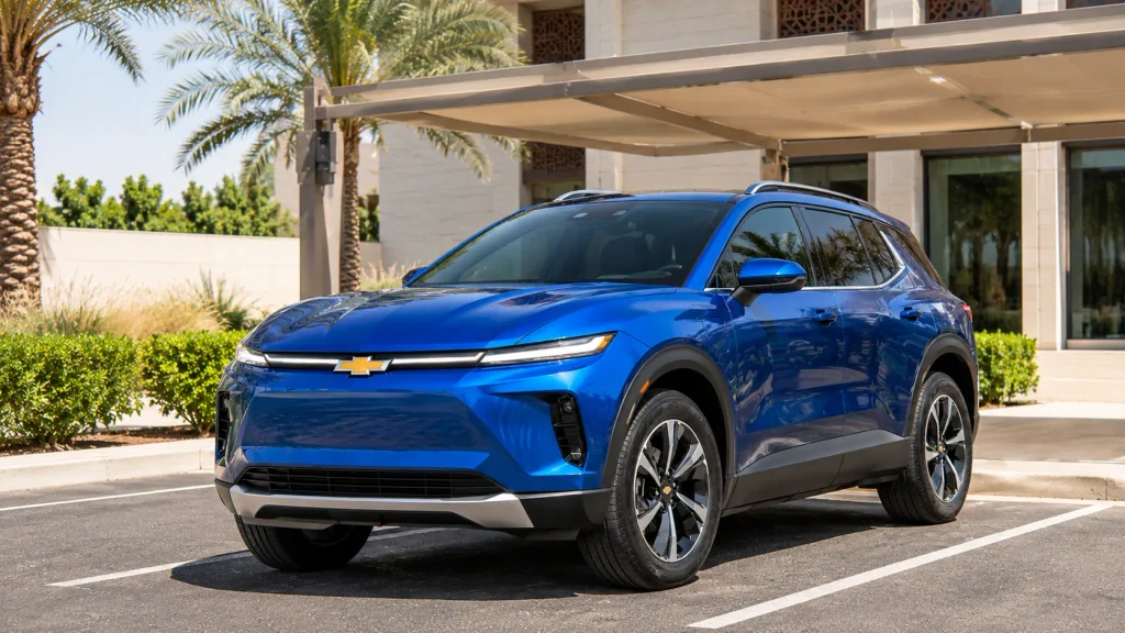 شفروليه إكوينوكس EV في موقف خارجي تحت أشعة الشمس في مناخ خليجي