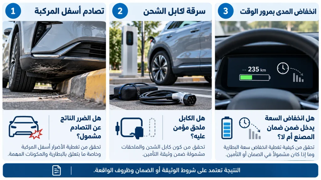 ثلاثة سيناريوهات لتقييم تغطية البطارية وكابل الشحن ومدى السيارة الكهربائية