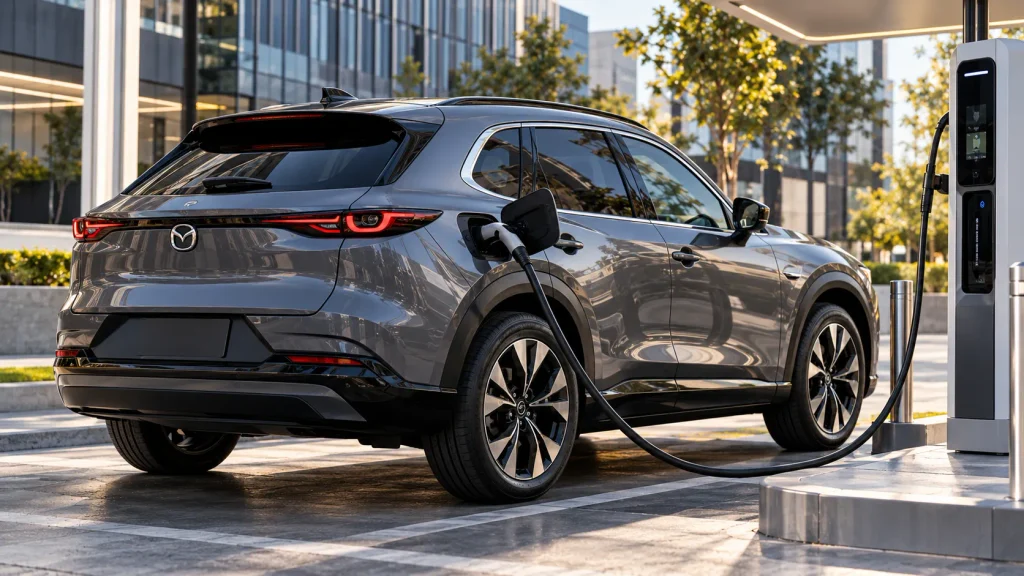 مازدا CX-6e أثناء الشحن السريع بالتيار المستمر