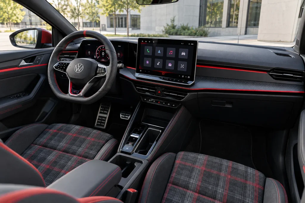 المقصورة الداخلية لسيارة فولكس فاجن ID. Polo GTI الكهربائية.